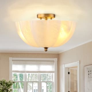3 Light Glass Ceiling Light Fixture Gold Semi Flush Mount Ceiling Light Fixture