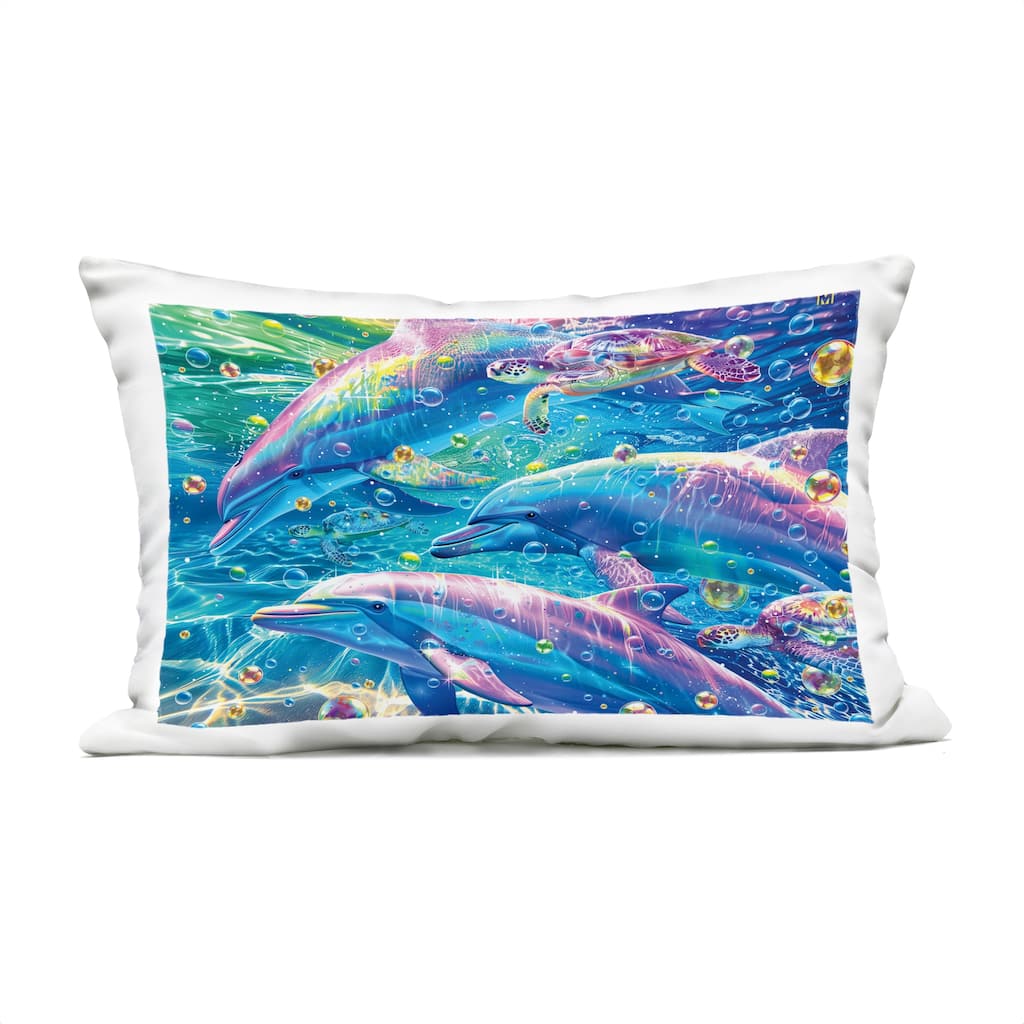 Stupell Chromatic Dolphins Trio Printed Outdoor Throw Pillow Design by Michael Ward