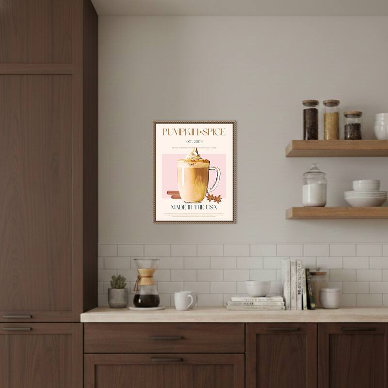 Autumn Latte Delight by Nazma Khokhar (16 x 20 in.), Framed Canvas Wall Art Print