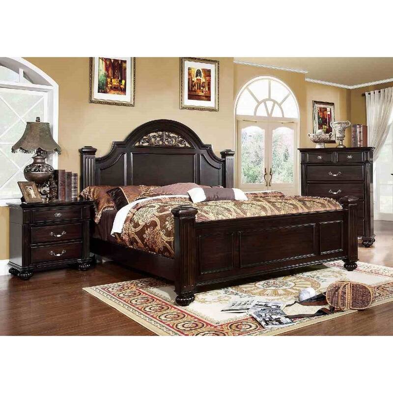Classic Dark Walnut Finish 3-Piece Bedroom Furniture Set