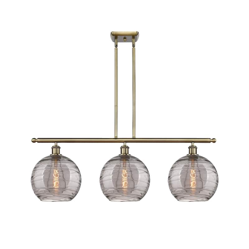 Innovations Lighting 516-3I 12 37 Athens Deco Swirl Chandelier Athens - Antique Brass / Light Smoke Deco Swirl