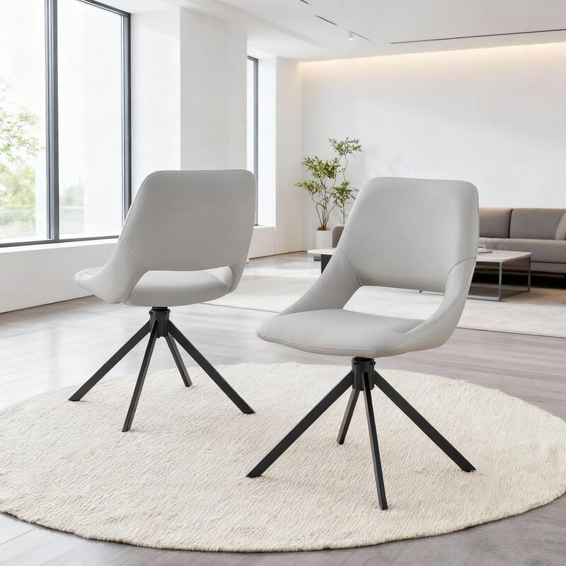 Set of 2 Side Chair Dining Chair Kitchen Chair Leather Chair Coffee Chair Office Chair Accent Chair with Metal Legs - Light Gray