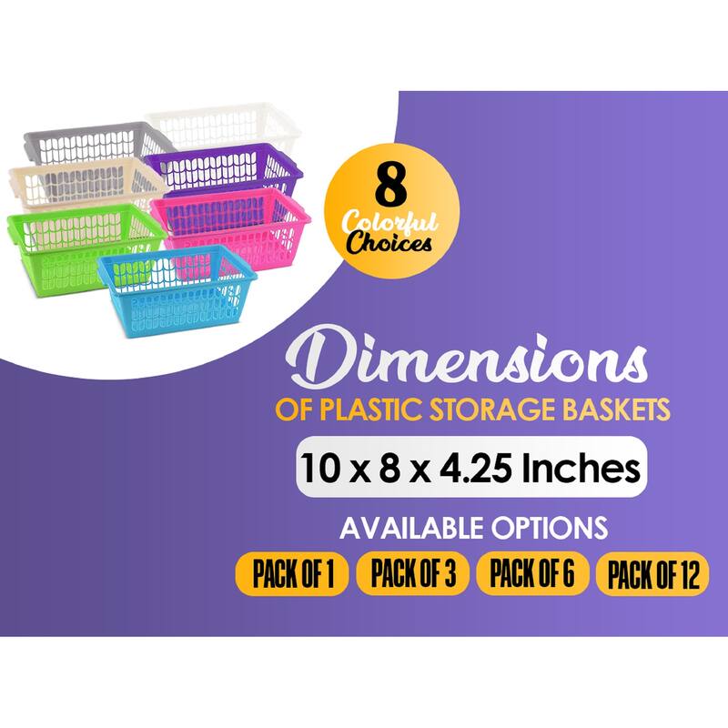 Small Plastic Storage Basket for Organizing Kitchen Pantry, Pack of 3