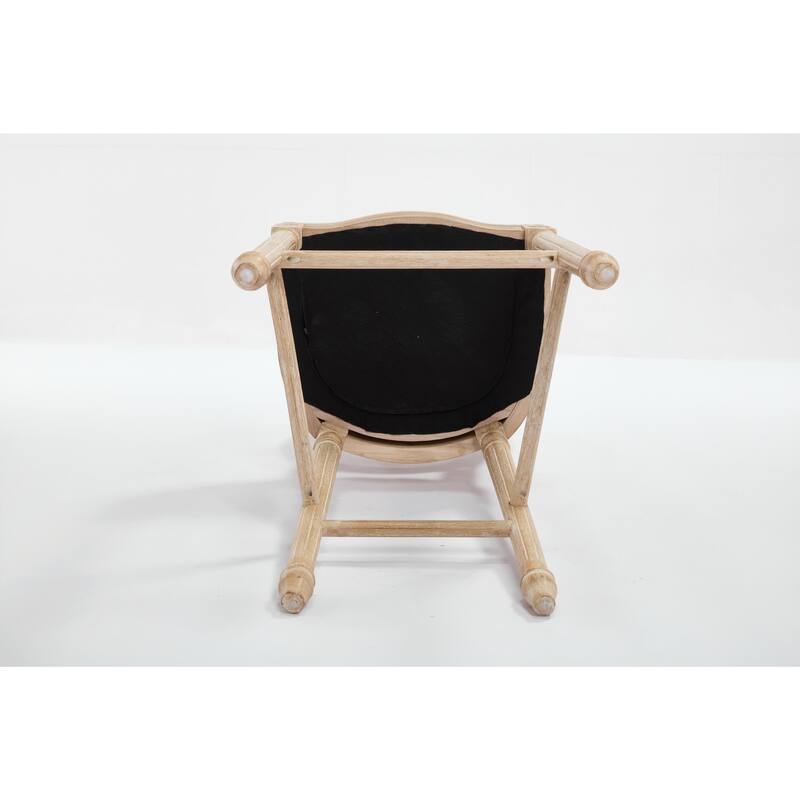 Set of 2 French Country Dining Chairs, Upholstered with Natural Rattan Round Back