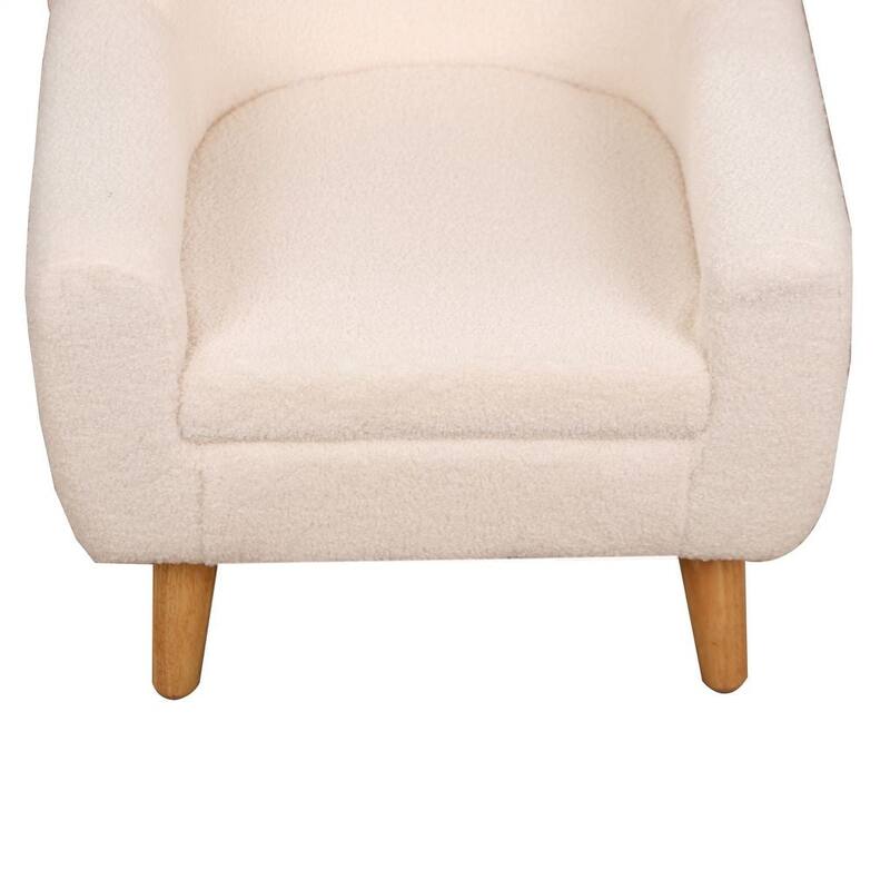 Aria Home White Teddy Club Kids Arm Chair with Soft Foam Filled Seat