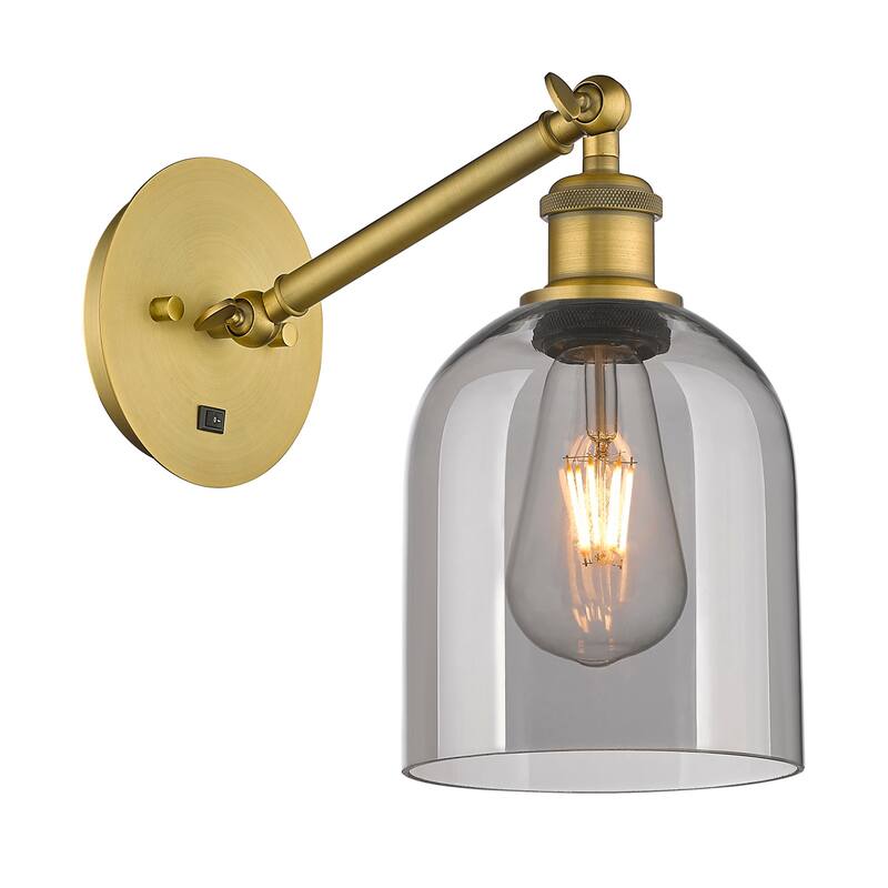 Innovations Lighting 317-1W-10-6 Bella Sconce Bella 10" Tall Wall - Brushed Brass / Light Smoke