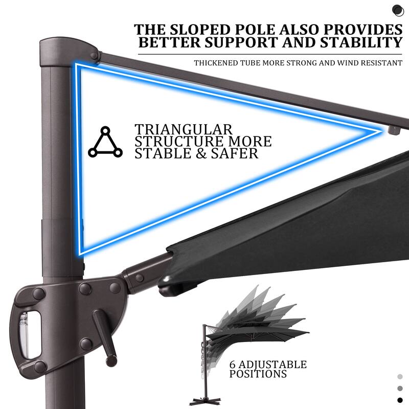 9x11FT Outdoor Patio Dual Top Umbrella Cantilever Offset with Rod Base