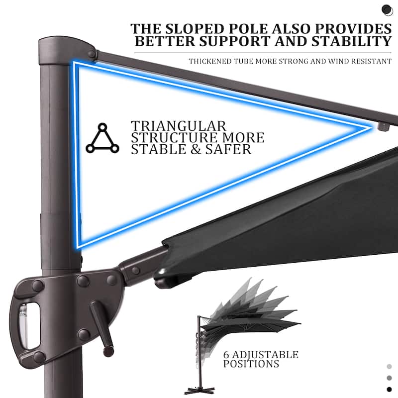 Pellebant 9 x 11 ft Outdoor Patio Cantilever-Offset Umbrella with Weight Base Double Top
