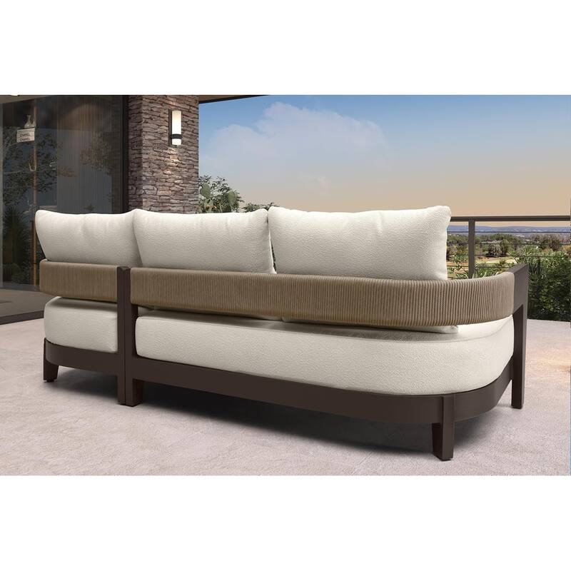 PURPLE LEAF Modern Aluminum Sectional Sofa with 7.87" Cushions for Yard Porch Deck Outdoor Conversation Sets