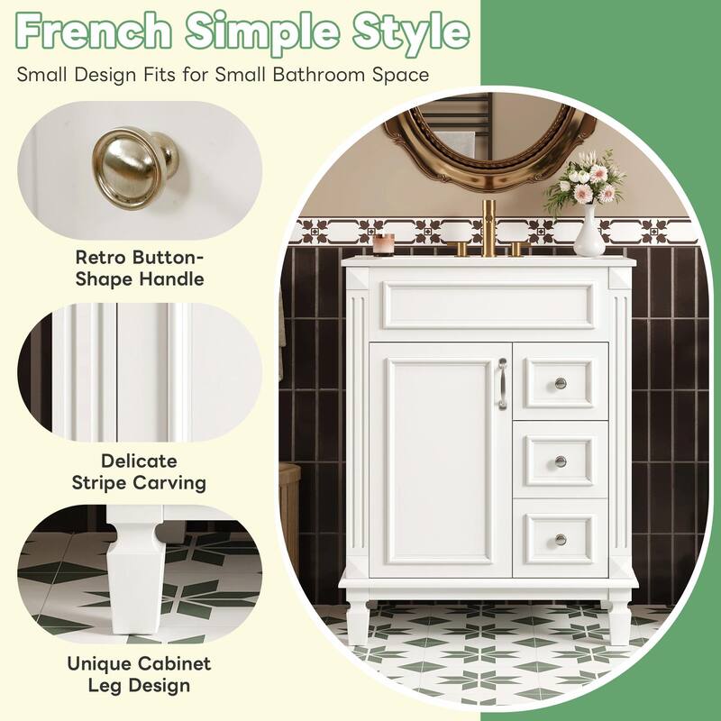 24" Bathroom Vanity with Ceramic Sink