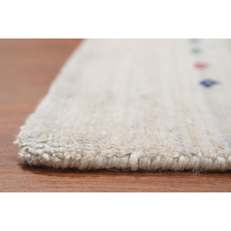 Hand Knotted Oriental Viscose Silk Carpet Tribal Animal Pictorial Beige & Ivories Gabbeh Area Rug - 9' 9'' X 8' 2''