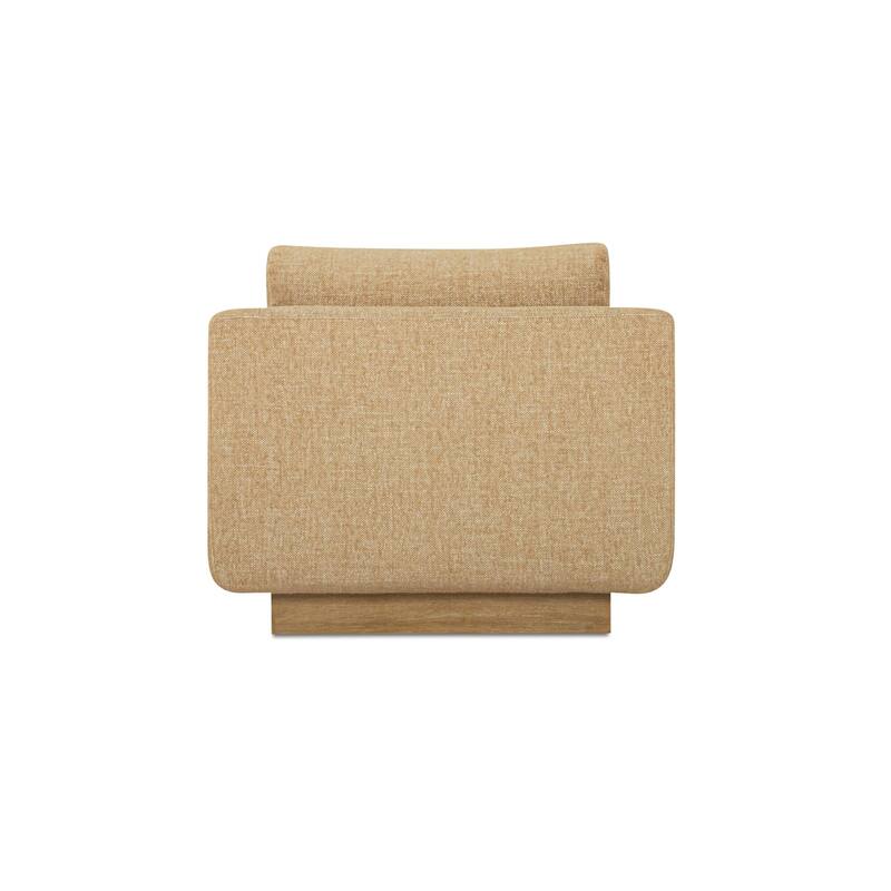 NADAAL STUDIOS Cassara Lounge Chair, Oversized Silhouette with Curved Corners and Wire-Brushed Wood Base, Cream