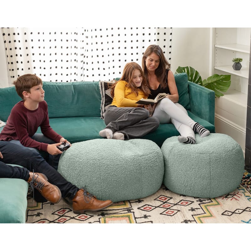 Jaxx Ellis Pouf - Modern Shearling Faux-Lamb Plush Fleece Ottoman