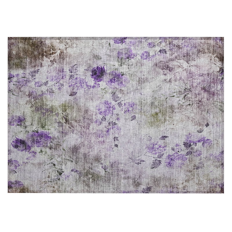 Machine Washable Indoor/ Outdoor Chantille Vanishing Floral Rug