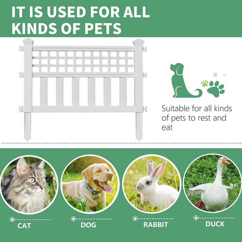 23.6" No-dig White Plastic Fencing Set Of 5 - 5-piece