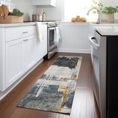 Machine Washable Indoor/ Outdoor Chantille Abstract Modern Rug
