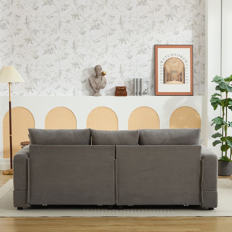 Sectional Couch Sofa for Living Room, Modern Corduroy Modular Couch with 2 Ottoman, Corduroy Sofas for Apartment, Office