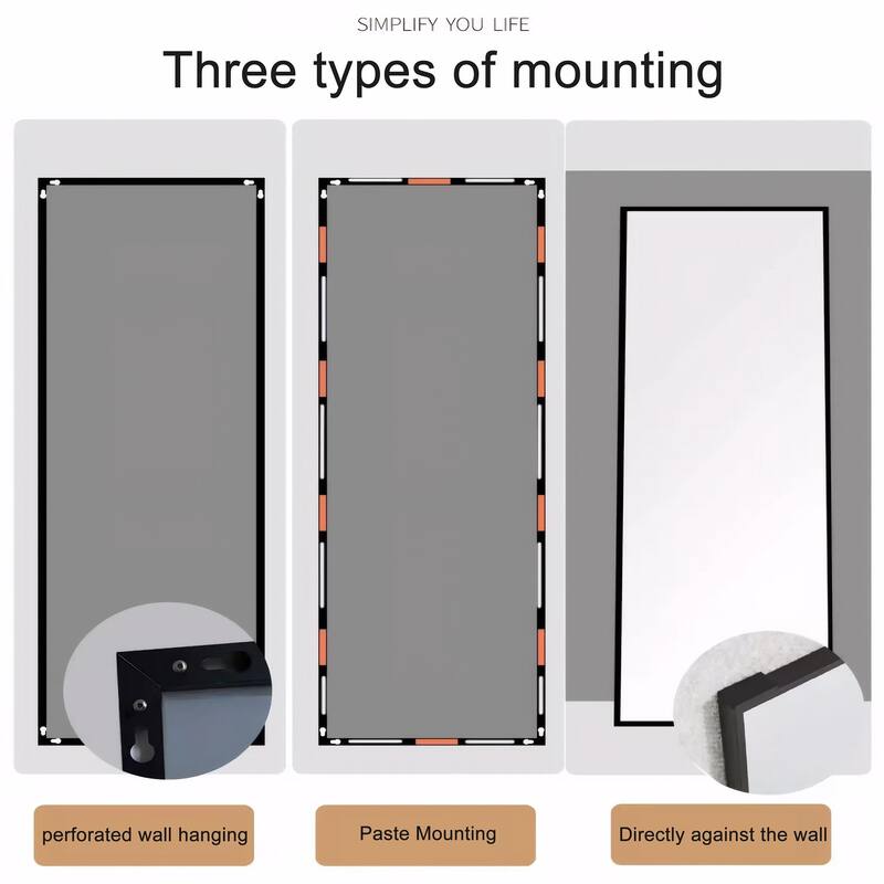 Full Length Mirror - White Aluminum Alloy Frame, Leaning/Wall Mounted, Shatter-Proof