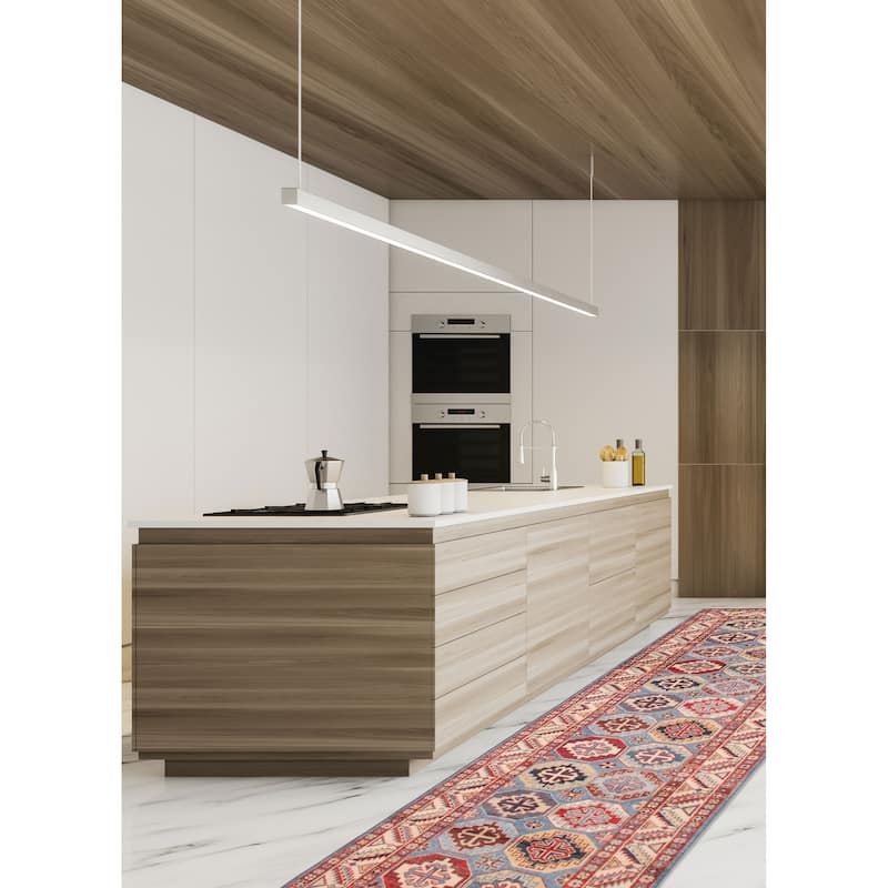 ECARPETGALLERY Hand-knotted Uzbek Ghazni Blue Wool Rug - 2'7 x 9'9