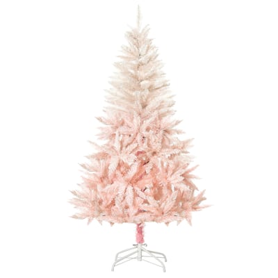 7FT Unlit Spruce Christmas Tree with Easy Assembly and Stable Metal Base
