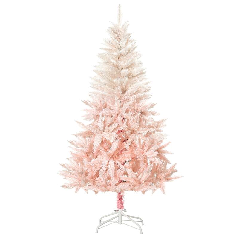 7ft Artificial Christmas Tree with Lush Spruce Branches Flame Retardant and Easy Assembly - 7 Foot - Pink