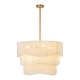 preview thumbnail 6 of 13, 27.5" 6-Light Modern Gold Boho Drum Fabric Chandelier Farmhouse Dining Room Ceiling Light