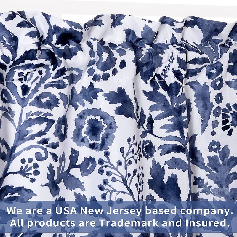 DriftAway Julia Watercolor Blooming Flower Floral Lined Window Curtain Valance with Handmade Tassels - 52" Width X 18" Length