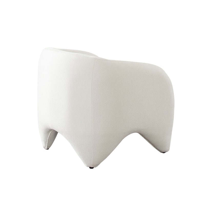 Kiol Accent Chair, 33 Inch, White Padded Polyester Curved Design