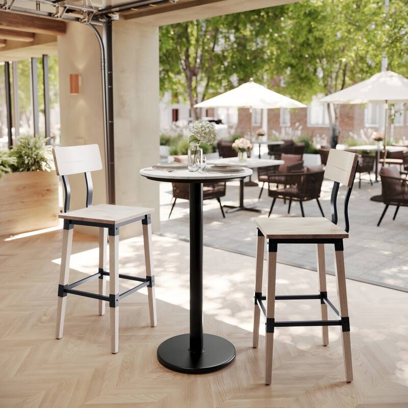 Commercial HPL Tabletop with Bar Height Round Base