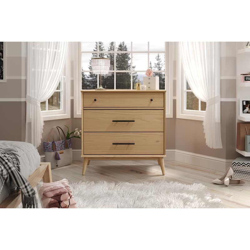 Mid Century Three Drawer Dresser - Scandinavian Oak Finish