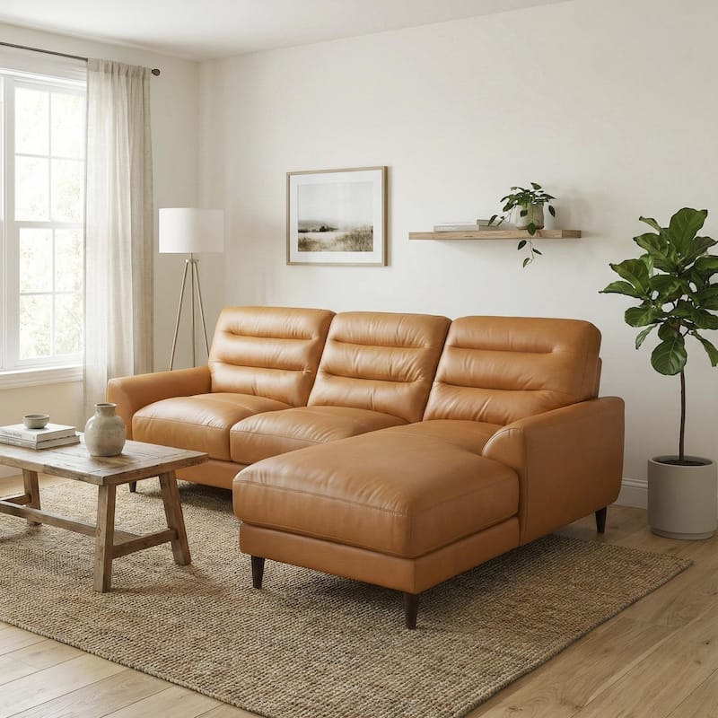 Chandler Genuine Leather Sectional Sofa with Padded Arms