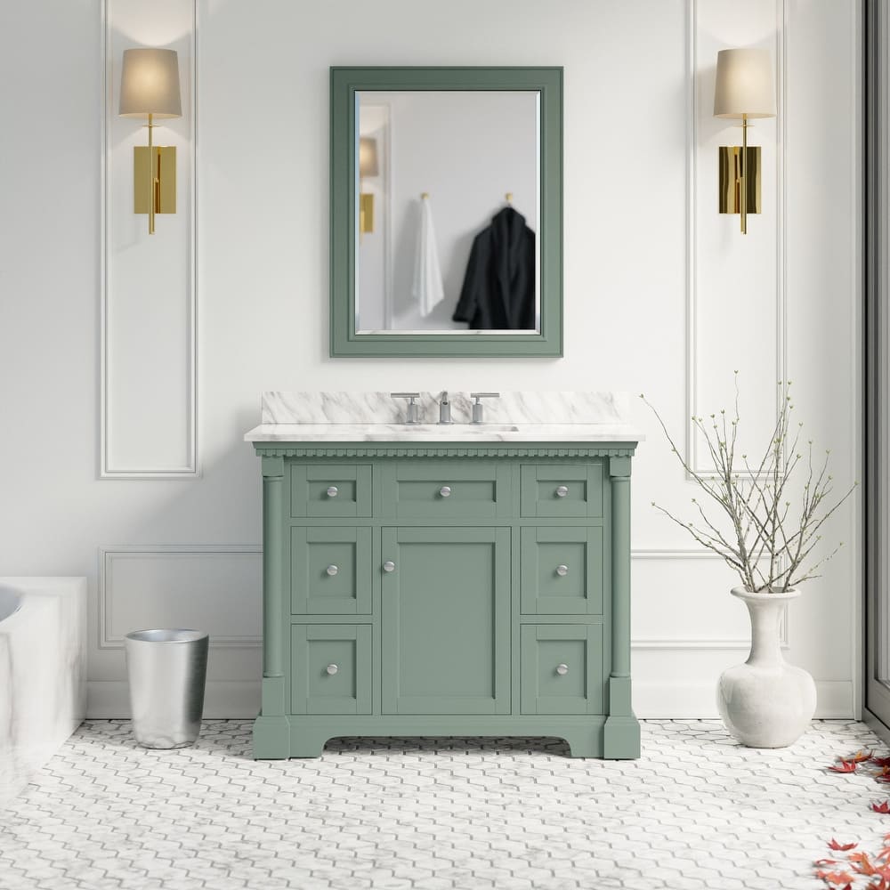 KitchenBathCollection Sydney 42" Bathroom Vanity with Carrara Marble Top
