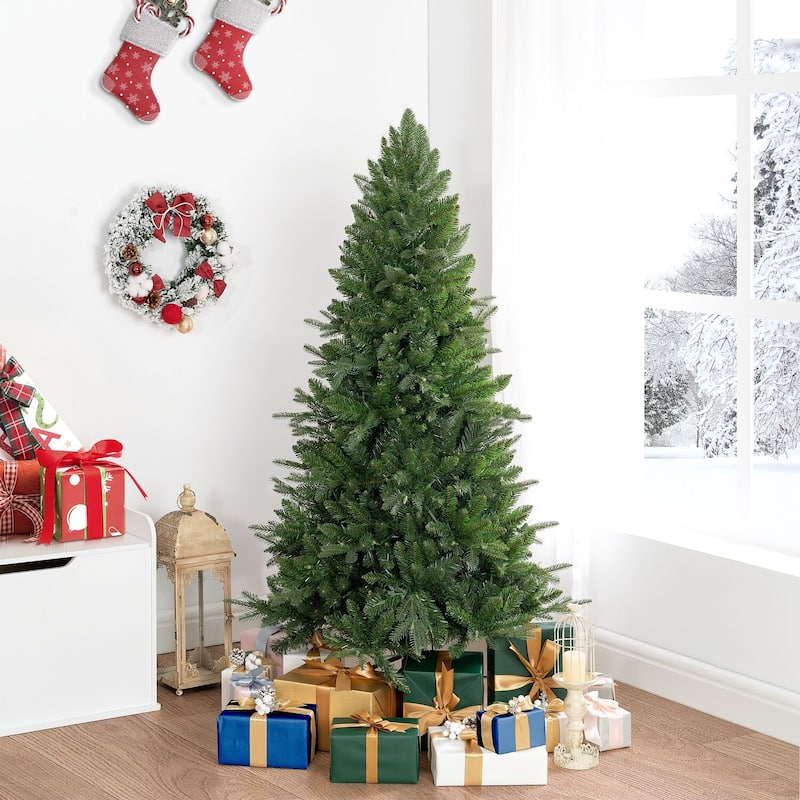 Traditional Artificial Christmas Tree with Lights, Prelit Christmas Tree, Pine Fir Christmas Tree with LED Lights - 4.5 Foot