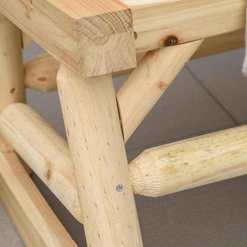 Outsunny 2-Person Wood Rocking Chair With Log Design (Excluding the table)