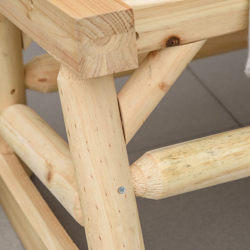 Outsunny 2-Person Wooden Rocking Chair Rocker Bench with Relaxing Swinging Motion