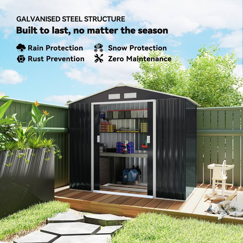 Outsunny Metal Outdoor Shed Organizer & Garden Storage