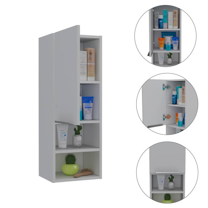 Modern Medicine Cabinet with Two Semi-Open Shelves, Light Oak Finish - Organized Storage for Cosmetics and Toiletries