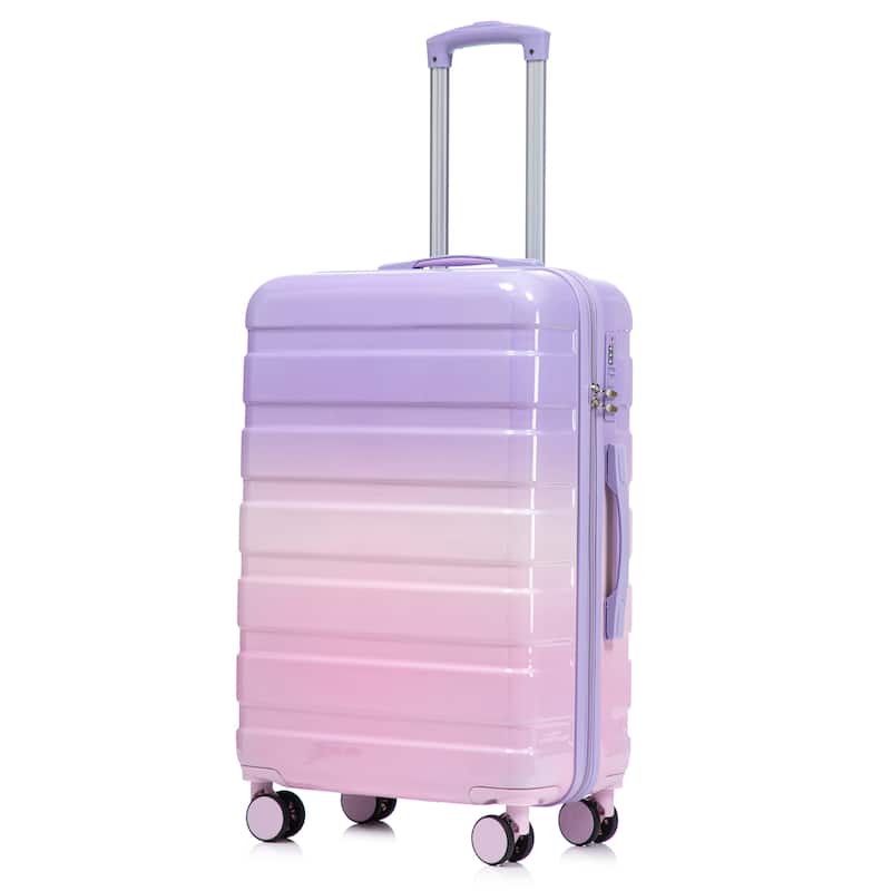 3-Piece, Modern Luggage Sets, Gradient Luggage with Combination Lock and 4 Swivel Wheels, for Boarding Travel, Pink Purple
