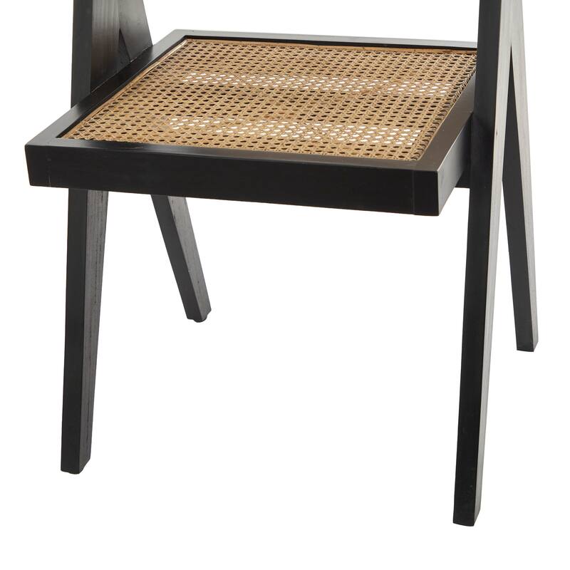 Teak Wood Living Room Accent Chair with Leather or Woven Cane Seat