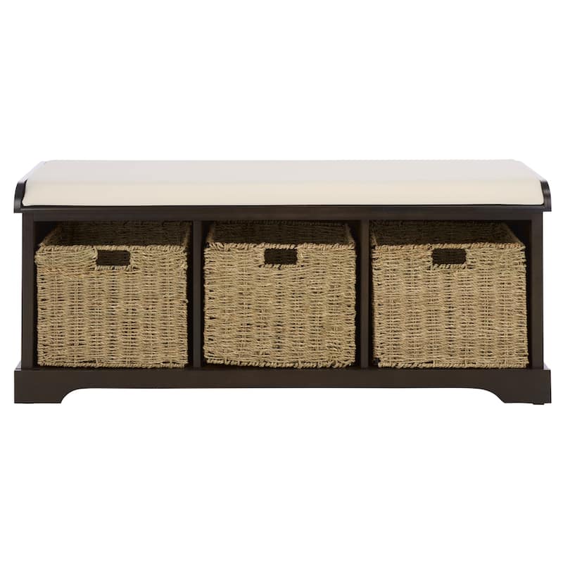 SAFAVIEH Eola Grey/ White Storage Bench - 47" x 16.1" x 19.9" - 47"W x 16"D x 20"H - Dark Chocolate