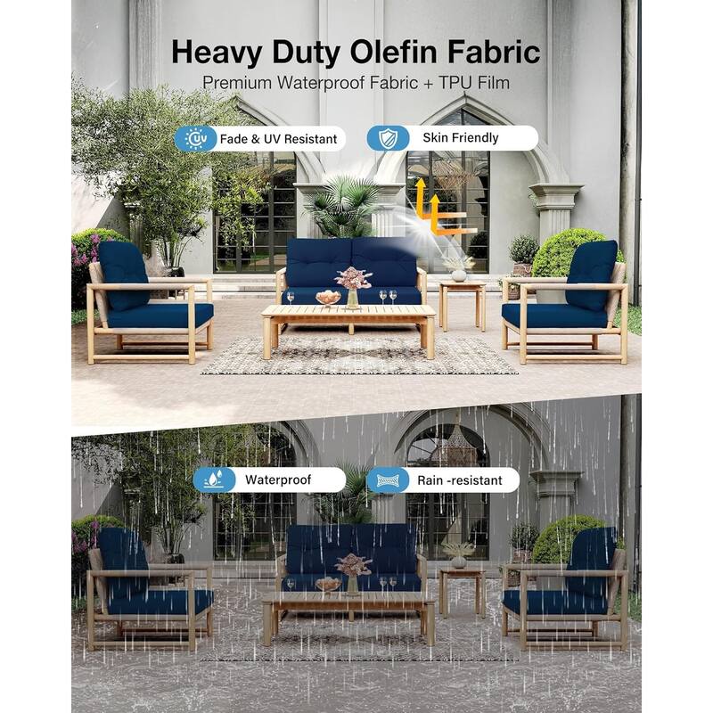WINSOON 46 x 26 Inch Outdoor Loveseat Cushion Set Waterproof and Resistant