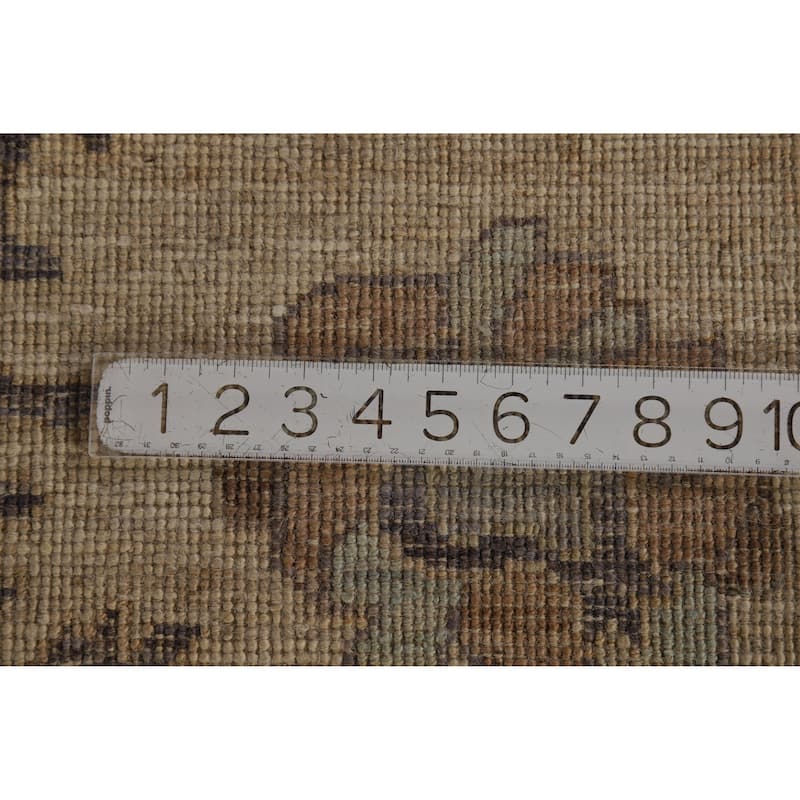 Hand Knotted Oriental 100% Wool Carpet Transitional All-Over Brown Oushak Area Rug - 9' 10'' X 8' 2''