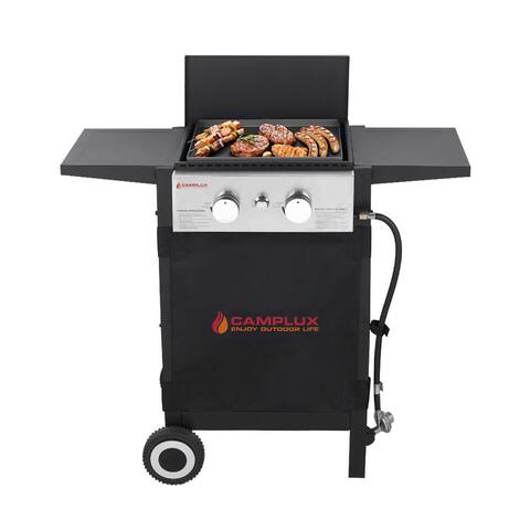 Camplux Propane Gas Griddle, Gas Grill and Griddle Combo, 22,000 BTU Outdoor Griddle 2 Burner Flat Top with 20 lb Connector