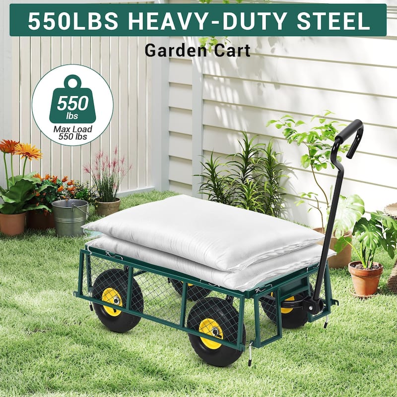 Heavy Duty Steel Utility Garden Wagon Cart with Removable Sides