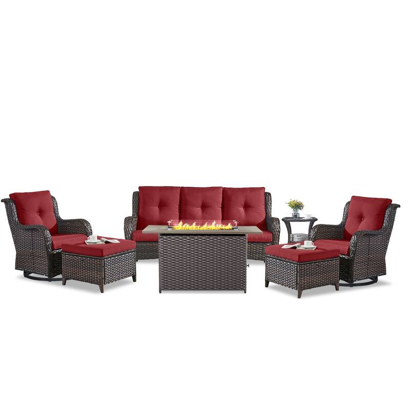 Fire Pit Table with Patio Glider Chairs Sofa Chairs Table