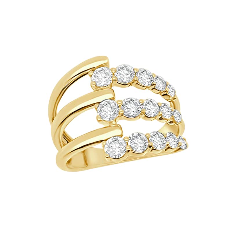 Auriya 14k Gold Lab Grown Round Diamond Three-Row Open Band Ring 1.30 ct. tw. (F-G, VS)