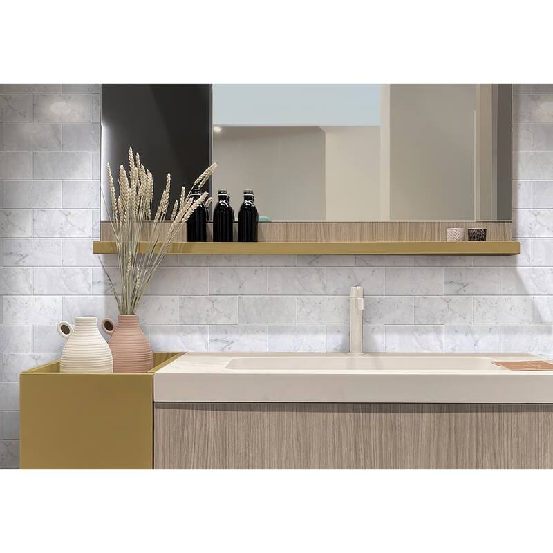 Apollo tile 3 x 6 Grandis Honed White Bianco Carrara Marble Tile (5 sq ft/case) - 40 Pack