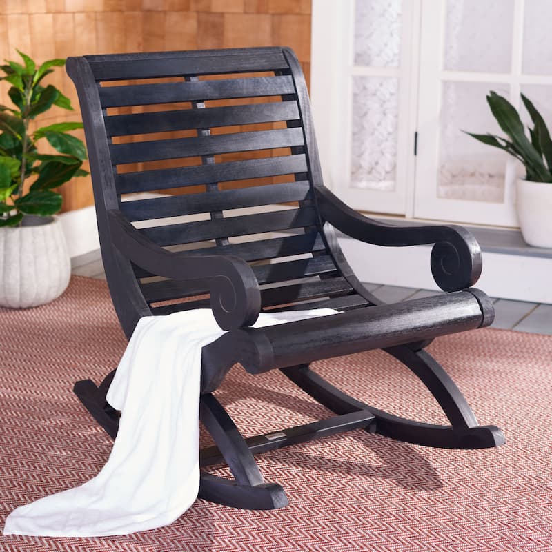 SAFAVIEH Outdoor Jimena Rocking Chair - 25W x 37D x 36H - Black