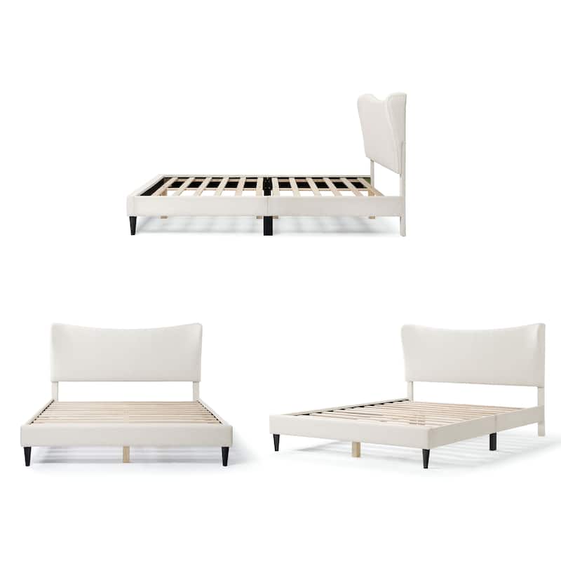 Furniture of America Gail Modern White Boucle Adjustable Queen-Size Platform Bed