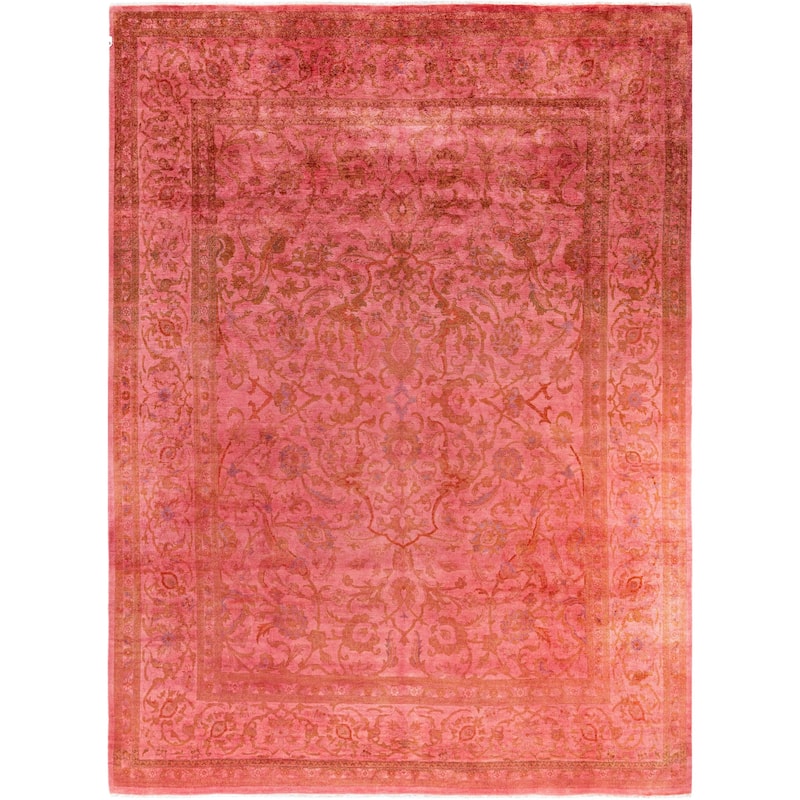 Overdyed One-of-a-Kind Hand-Knotted Area Rug - Pink - 9' 1" x 11' 10"
